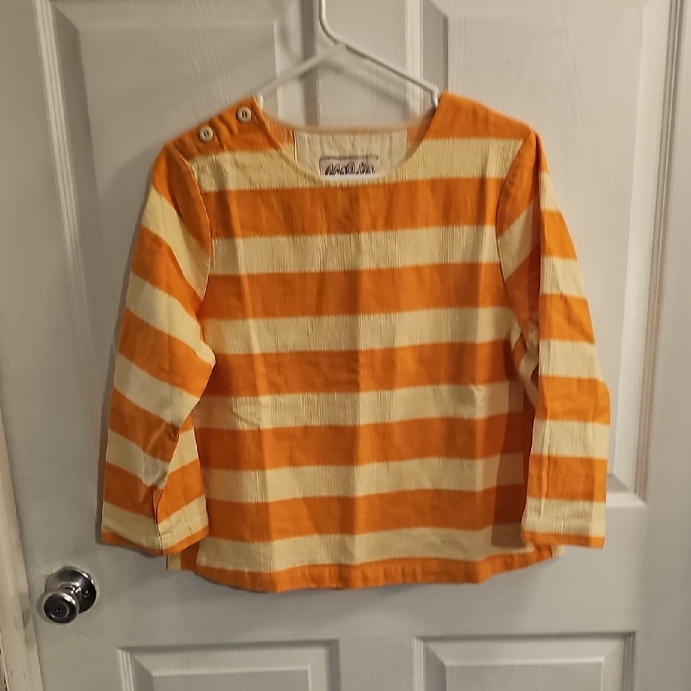 Ace & Jig Orange and Cream Striped Long Sleeve Top